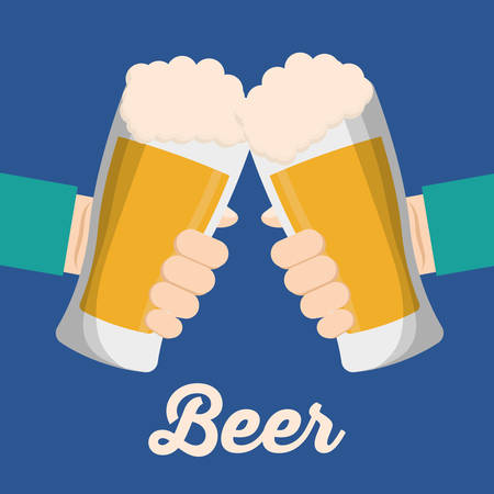Beer glass and hands icon. Drink beverage and alcohol theme. Colorful design. Vector illustrationのイラスト素材