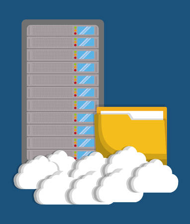 data base with cloud and file icon. Data center and web hosting theme. Colorful design. Vector illustrationのイラスト素材