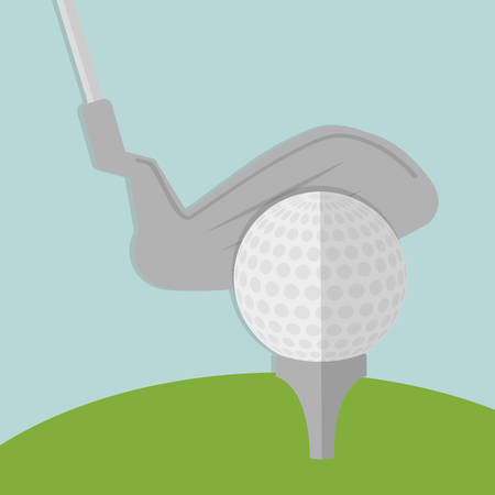 Ball and club icon. Golf sport and hobby theme. Colorful design. Vector illustrationのイラスト素材
