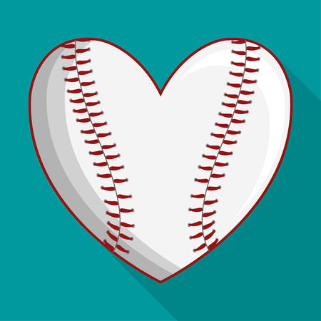 Heart shape of ball icon. baseball sport competition and hobby theme. Colorful design. Vector illustrationのイラスト素材