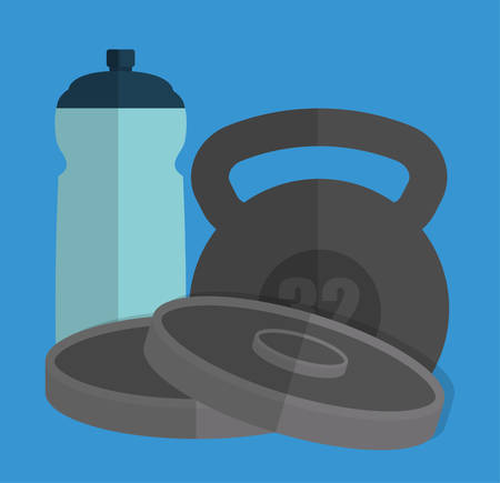 Weight and water bottle icon. Fitness gym and bodybuilding theme. Colorful design. Vector illustrationのイラスト素材