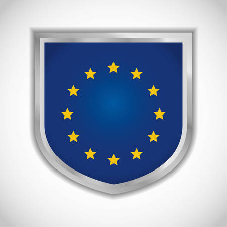 European union flag shield icon. Europe nation and government theme. Colorful design. Vector illustrationのイラスト素材