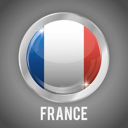 france flag button icon. europe nation and government theme. Colorful and isolated design. Vector illustrationのイラスト素材