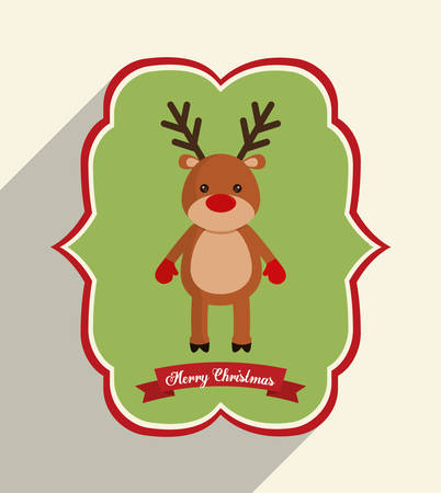 Reindeer inside frame icon. Merry Christmas season celebration and decoration theme. Colorful design. Vector illustrationのイラスト素材