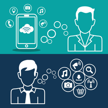 Social network message person icon global informationのイラスト素材
