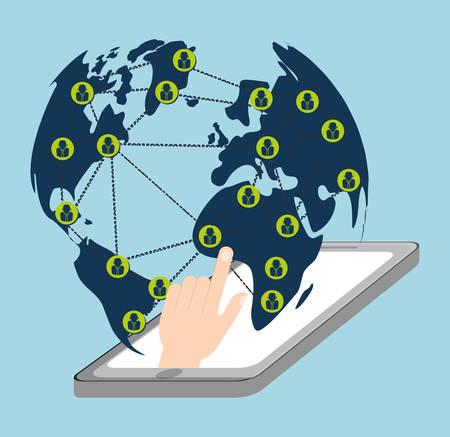 Social network cellphone world message global iconのイラスト素材