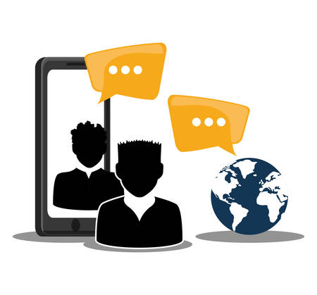 Social network person world message information globalのイラスト素材