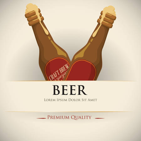 premium quality craft brew beer vector illustration designのイラスト素材