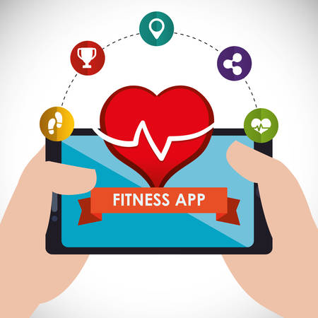 fitness app technology icons vector illustration designのイラスト素材