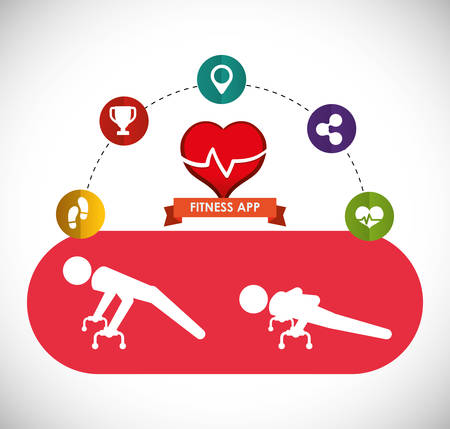 fitness app technology icons vector illustration designのイラスト素材