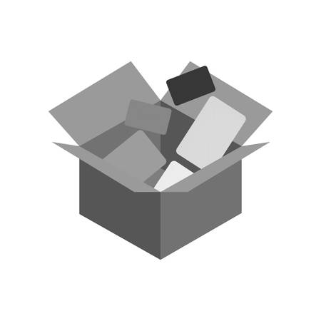 carton box with envelopes icon vector illustration designのイラスト素材