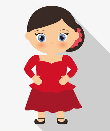 Spanish girl icon. Spain europe travel and landmark theme. Colorful design. Vector illustrationのイラスト素材