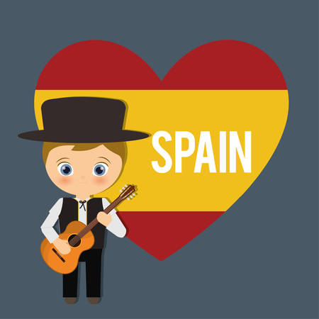 Spanish boy icon. Spain europe travel and landmark theme. Colorful design. Vector illustrationのイラスト素材