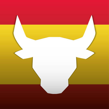 Flag and bull icon. Spain europe travel and landmark theme. Colorful design. Vector illustrationのイラスト素材