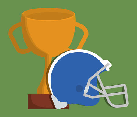 Helmet and trophy icon. American football sport hobby and competition theme. Colorful design. Vector illustrationのイラスト素材