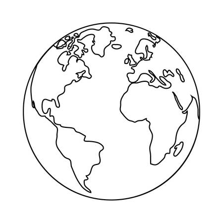 Planet icon. Earth world globe and continent theme. Isolated and silhouette design. Vector illustrationのイラスト素材