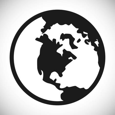 Planet icon. Earth world globe and continent theme. Isolated black and white design. Vector illustrationのイラスト素材