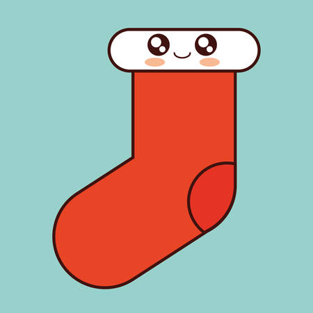 Kawaii boot icon. Christmas season decoration and celebration theme. Vector illustrationのイラスト素材