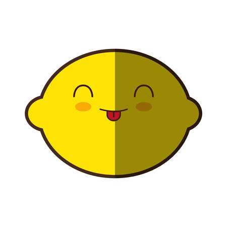 lemon fresh fruit kawaii style isolated icon vector illustration designのイラスト素材