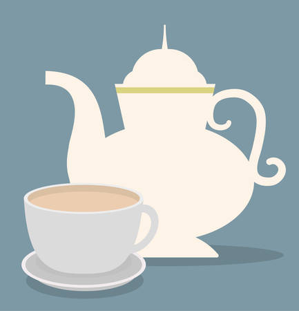 Kettle pot and cup icon. Coffee shop drink beverage and restaurant theme. Vector illustrationのイラスト素材