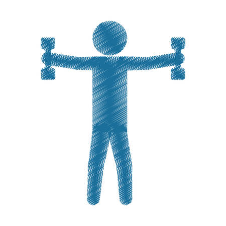 drawing colored silhouette man barbell lifting vector illustrationのイラスト素材