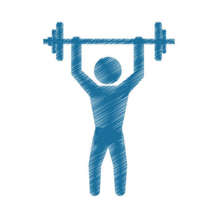 drawing colored silhouette man gym weight barbell vector illustrationのイラスト素材