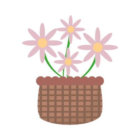 basket with pink flowers icon vector illustrationのイラスト素材