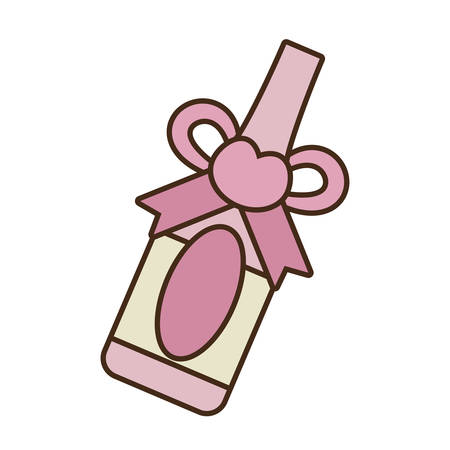 wedding bottle wine pink heart vector illustrationのイラスト素材