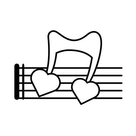 musical staff note hearts love design vector illustrationのイラスト素材