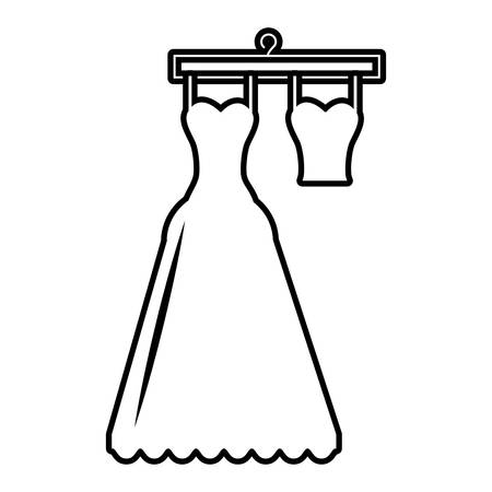 wedding dress bride hanging hook design vector illustrationのイラスト素材