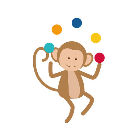 monkey juggling cartoon icon vector illustration graphic designのイラスト素材