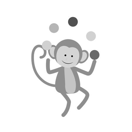monkey juggling cartoon icon vector illustration graphic designのイラスト素材