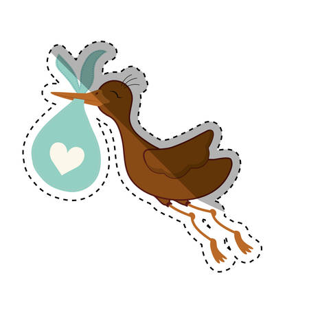 Newborn baby stork cartoon icon vector illustration graphic designのイラスト素材