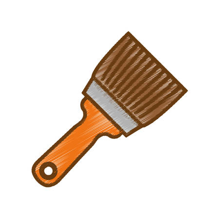 Paint brush icon over white background. repair tools concept. sketch and draw design. vector illustrationのイラスト素材