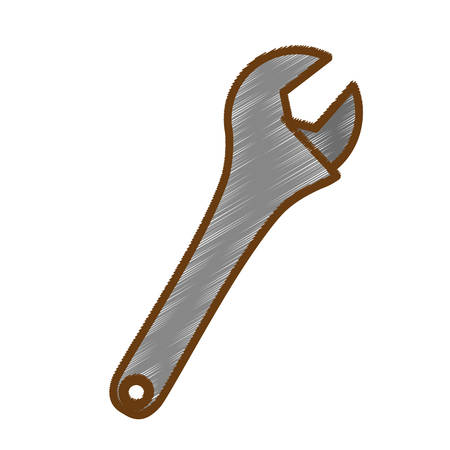 Ilustración de wrench icon over white background. repair tools concept. sketch and draw design. vector illustration - Imagen libre de derechos