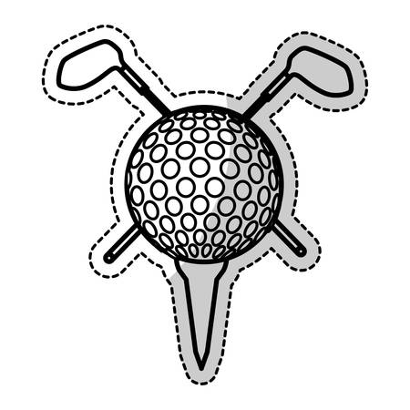 sticker of golf ball and sticks crossed icon over white background. vector illustrationのイラスト素材