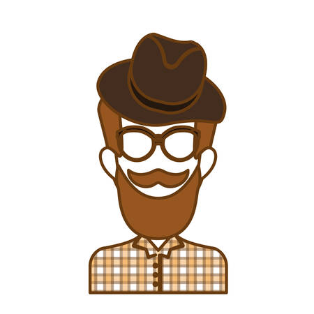 man face with mustache and glasses icon over white background. hipster style concept. colorful design. vector illustrationのイラスト素材