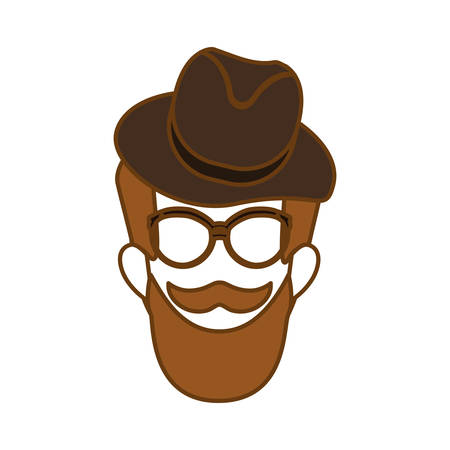 man face with mustache and glasses icon over white background. hipster style concept. colorful design. vector illustrationのイラスト素材
