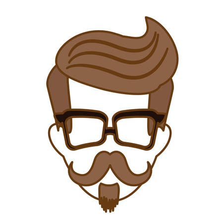 man face with mustache and glasses icon over white background. hipster style concept. colorful design. vector illustrationのイラスト素材