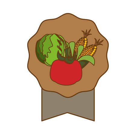 seal stamp with vegetables icon over white background. colorful design. vector illustrationのイラスト素材