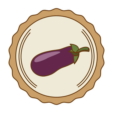 seal stamp with eggplant vegetable icon over white background. colorful design. vector illustrationのイラスト素材