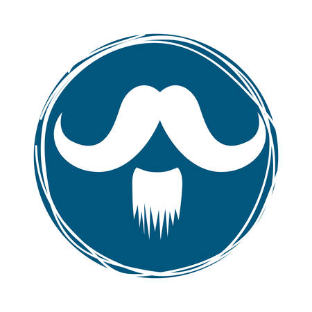 mustache icon inside blue circle over white background. hipster style design. vector illustrationのイラスト素材