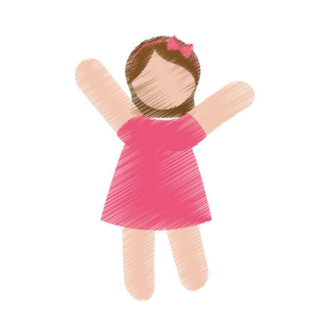 cartoon girl wearing a pink dress over white background. colorful and sketch design. vector illustrationのイラスト素材