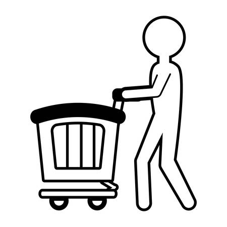 human figure with shopping cart vector illustration designのイラスト素材