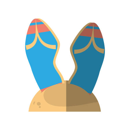 cartoon blue flip flop sand beach vector illustration eps 10のイラスト素材