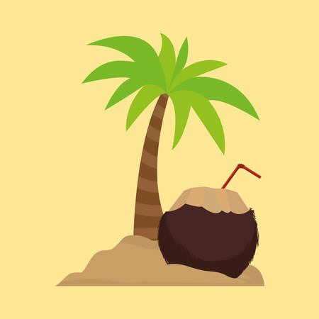 palm tree cocktail coconut sand vector illustration eps 10のイラスト素材