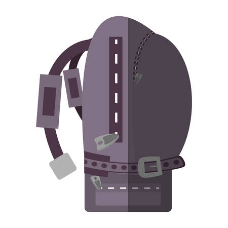 purple backpack hike traveler side view shadow vector illustration eps 10のイラスト素材