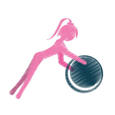 girl ball gym fitness sport pink silhouette vector illustration eps 10のイラスト素材