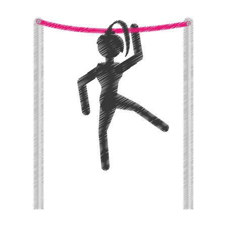 silhouette girl athlete gymnastic with bar vector illustration eps 10のイラスト素材