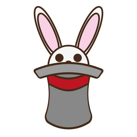 cartoon bunny gray hat trick magician vector illustration eps 10のイラスト素材